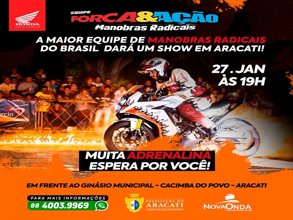 Força & Ação retorna a Aracati para show de acrobacias em motocicletas